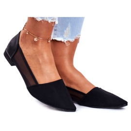 EVE Bailarinas femininas com malha de camurça preta Fibe preto EVE Bailarinas femininas com malha de camurça preta Fibe preto