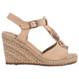 Small Swan Cunhas de camurça com franjas marrom