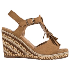 Small Swan Cunhas de camurça com franjas marrom