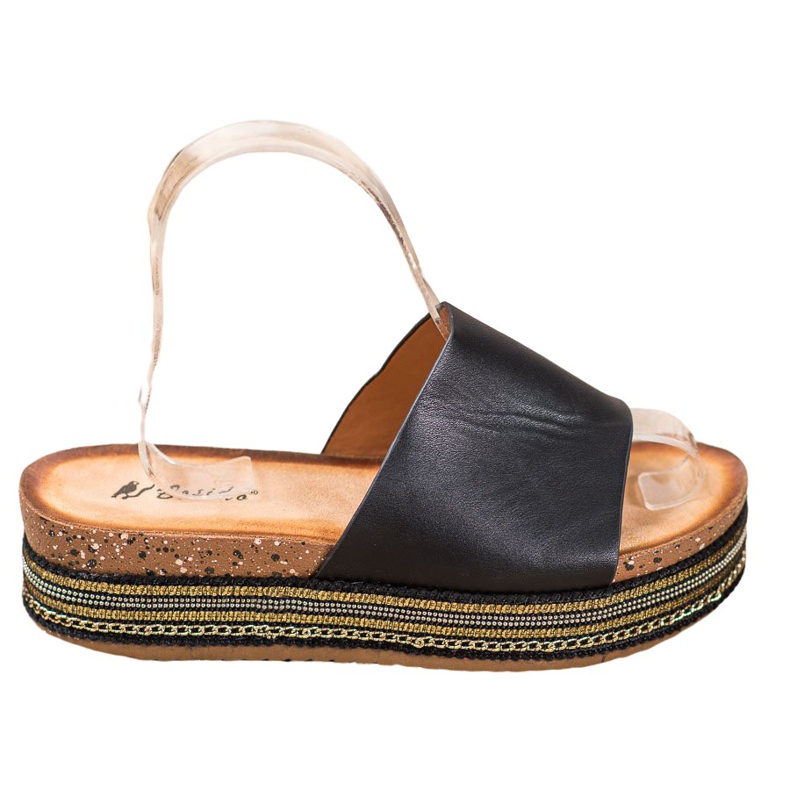 SHELOVET Chinelos pretos na plataforma