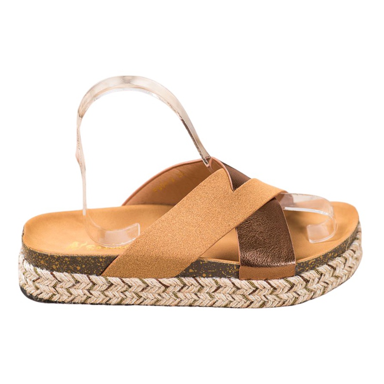 SHELOVET Chinelos na plataforma castanho amarelo