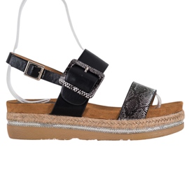 SHELOVET Sandals On the Snake Print Platform preto