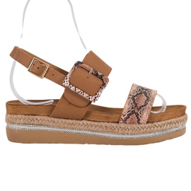 SHELOVET Sandals On the Snake Print Platform castanho