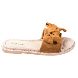 Anesia Paris Chinelos elegantes de camurça marrom