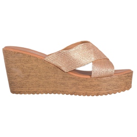 Renda Chinelos Golden Wedge dourado