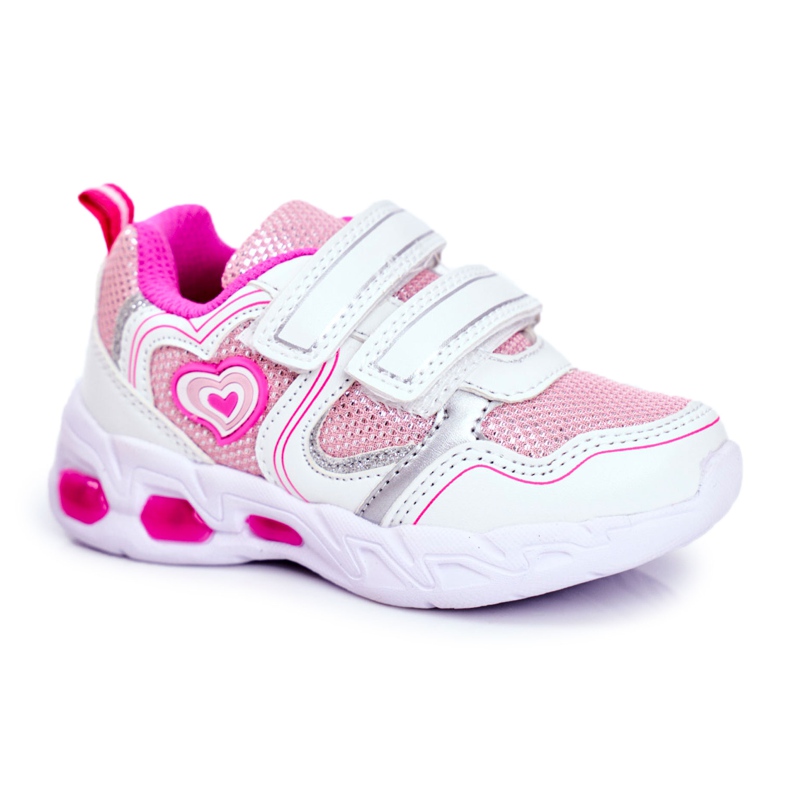EVE Sapatos infantis esportivos de velcro branco brilhante escarlate rosa