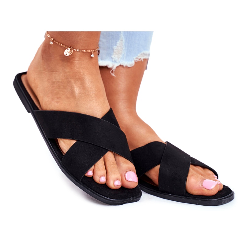 Chinelos femininos, listras, cruz, preto Filipinas