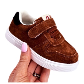 Apawwa Tênis infantil camurça com velcro marrom trelmo