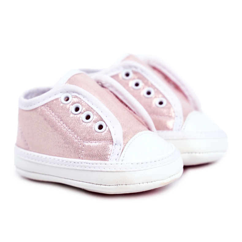 Apawwa Tênis infantil velcro com brocado batismo rosa milley