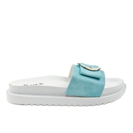 Chinelos brancos e azuis com fivela YQ10067 azul