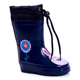 Apawwa Botas de chuva infantil de borracha Azul Marinho Coelho Mordeso rosa