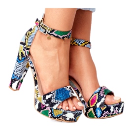SEA Sandálias Femininas com Salto Alto Cobra Fígaro Colorido multicolorido