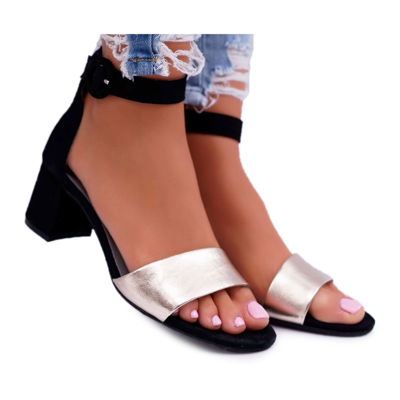 Sandálias Femininas Maciejka Couro Suede Preto 04141-25 / 00-5 amarelo