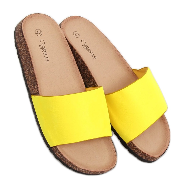 Chinelos com sola de cortiça amarelo G-572 amarelo