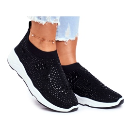 Sapatos esportivos femininos preto claro com strass Santol