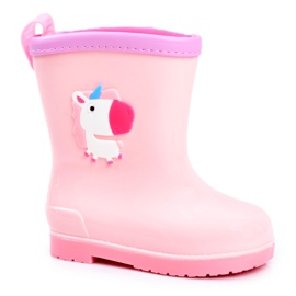 Botas de chuva de borracha para crianças Pink Unicorn rosa