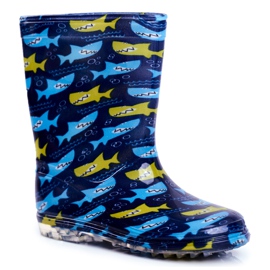 Botas de chuva de borracha para crianças. Azul marinho Shark azul-marinho