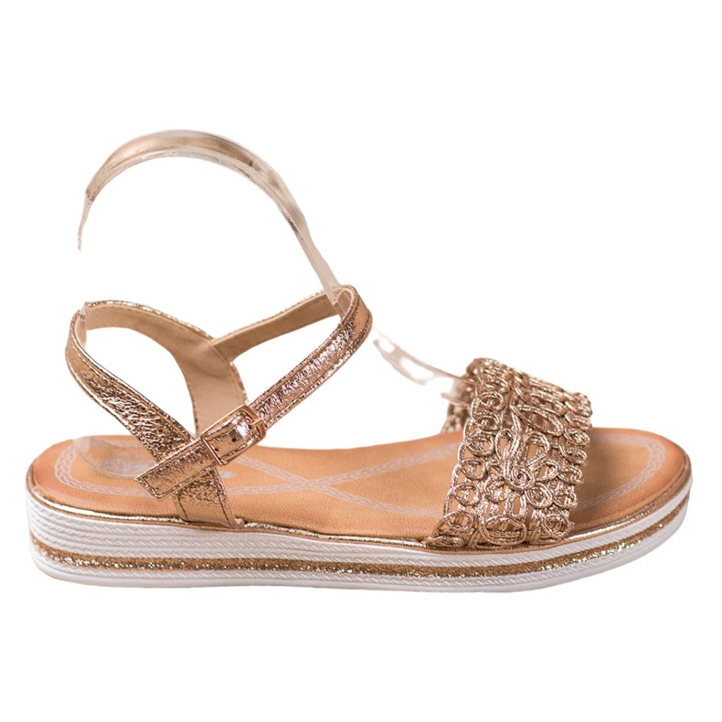 Renda Sandálias na plataforma dourado