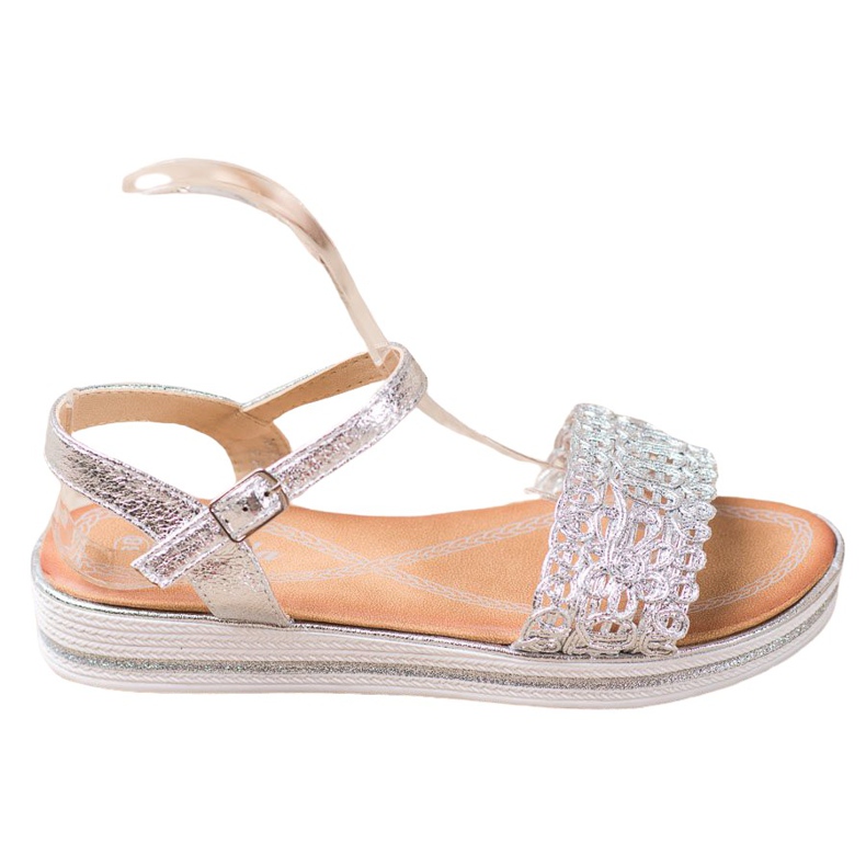 Renda Sandálias na plataforma cinza