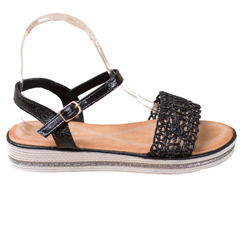 Renda Sandálias na plataforma preto