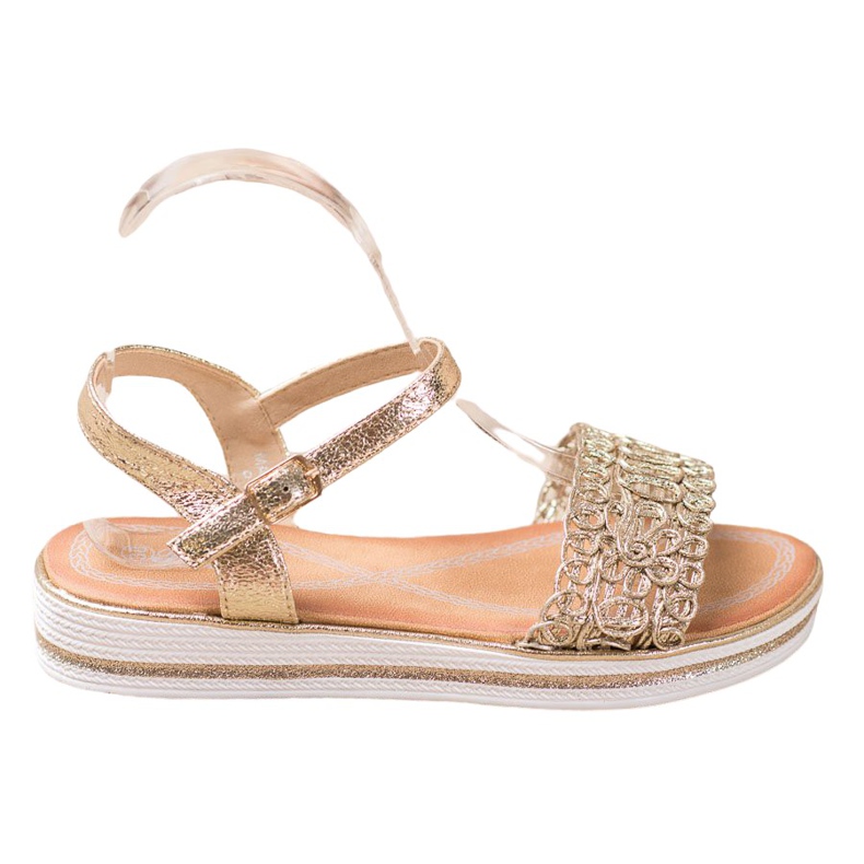 Renda Sandálias na plataforma dourado