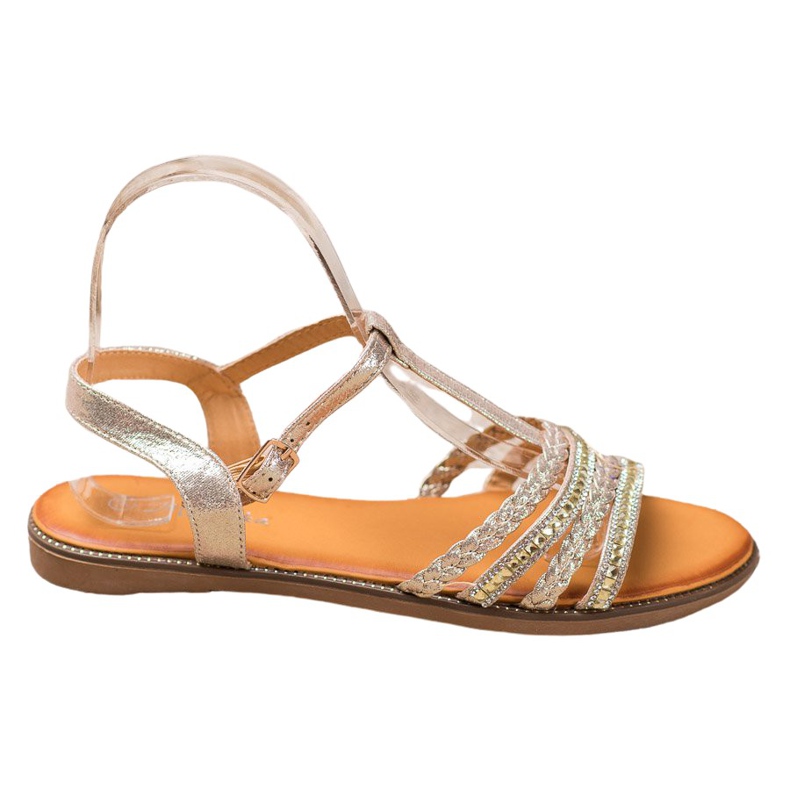 Mannika Sandálias Elegantes Com Cristais amarelo