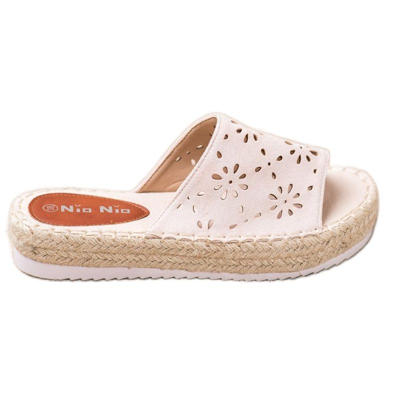 Nio Nio Chinelos em plataforma de palha bege