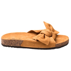 Renda Chinelos confortáveis ​​com laço marrom