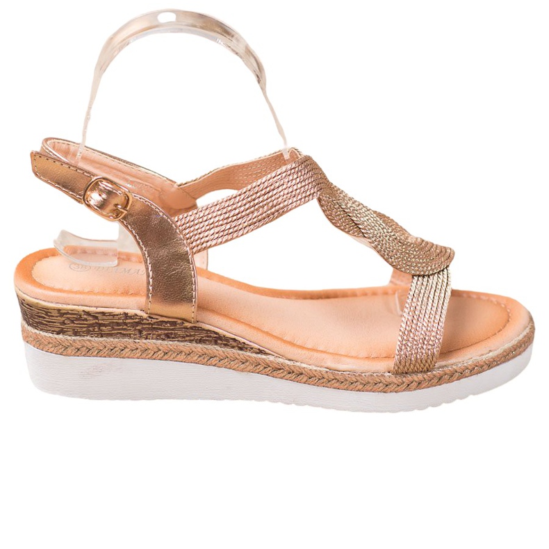 Diamantique Sandálias Têxteis de Cunha dourado