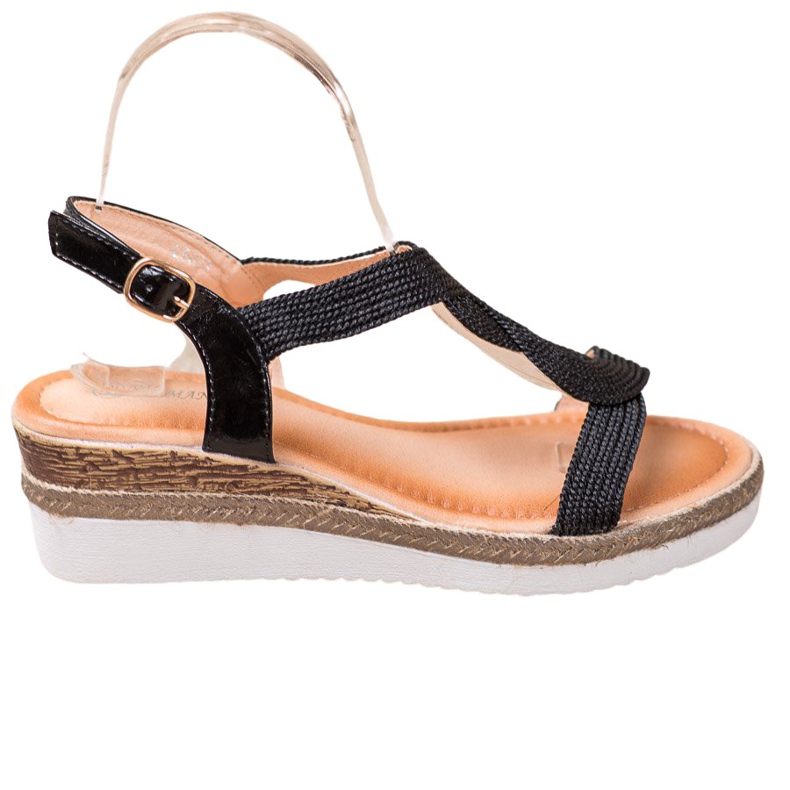 Diamantique Sandálias Têxteis de Cunha preto