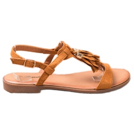 Renda Sandálias com Franjas castanho