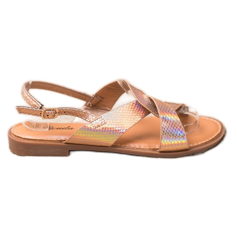 Renda Sandálias com Efeito Holo dourado