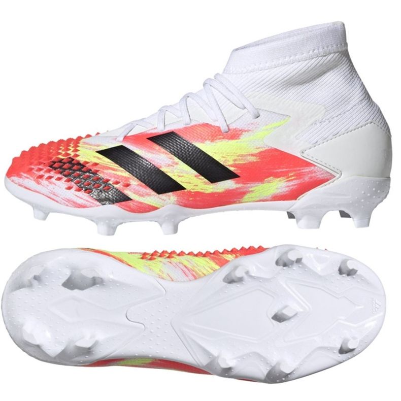 Chuteiras Adidas Predator Dracon 20.1 Fg Jr EG1608 multicolorido branco Chuteiras Adidas Predator Dracon 20.1 Fg Jr EG1608 multicolorido branco