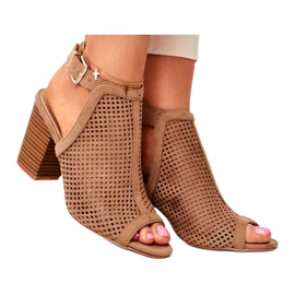 Bellucci Botas Openwork Feminino Peep Toe Beige Paradise bege