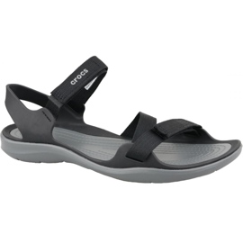 Sandália de correias Crocs Swiftwater W 204804-001 preto cinza