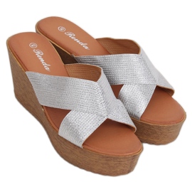 Chinelos de cunha prata 10-235 prata cinza