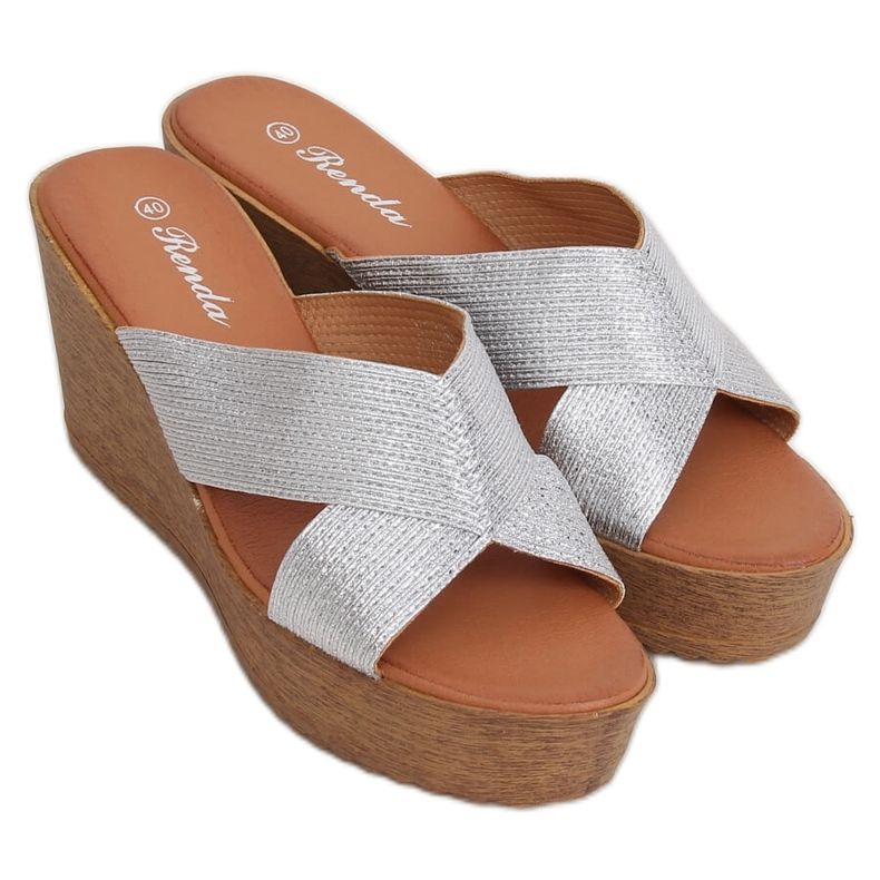 Chinelos de cunha prata 10-235 prata cinza Chinelos de cunha prata 10-235 prata cinza