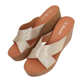 Chinelos de cunha ouro 10-235 ouro dourado