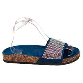 Bona Chinelos com zircônia cúbica azul