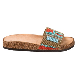 Bona Chinelos com miçangas multicolorido