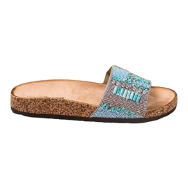 Bona Chinelos com miçangas multicolorido