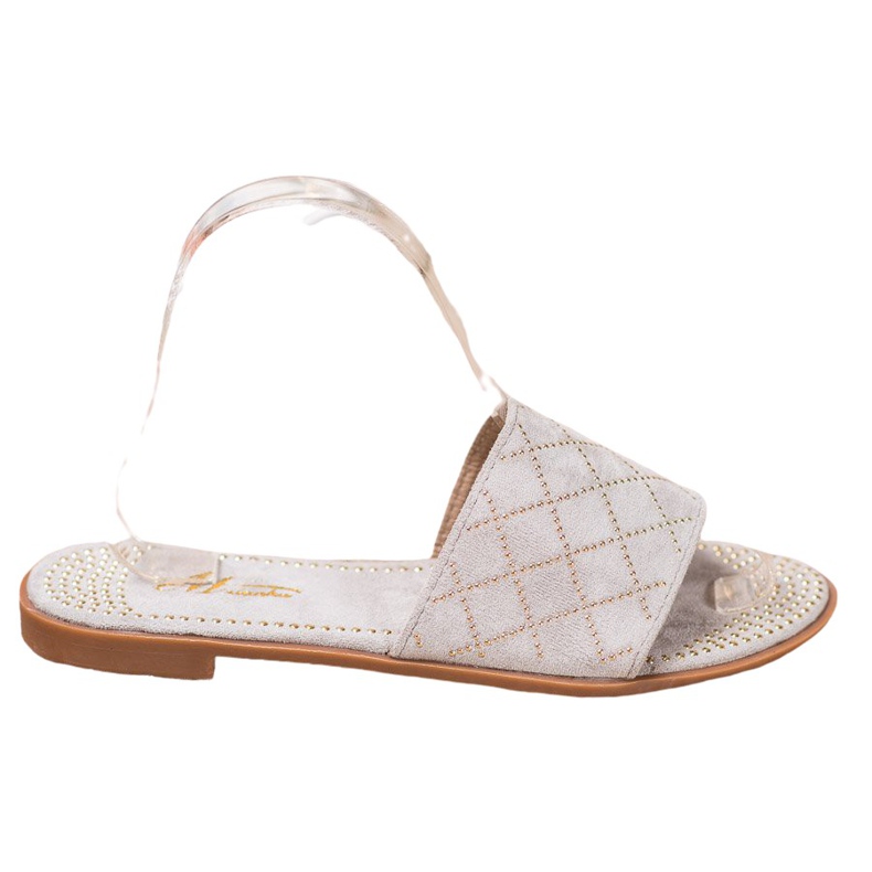 SHELOVET Chinelos elegantes de camurça cinza