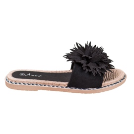 Anesia Paris Chinelos elegantes com enfeite preto