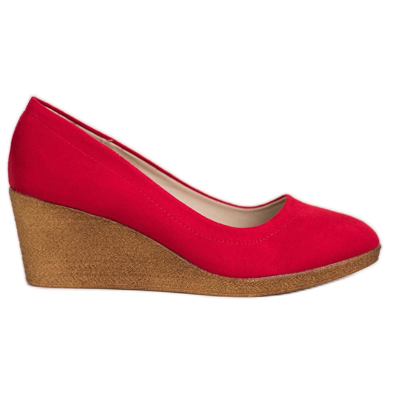 Goodin Bombas de cunha de camurça vermelho