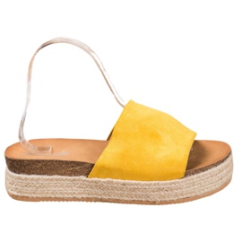 Renda Chinelos de camurça na plataforma amarelo