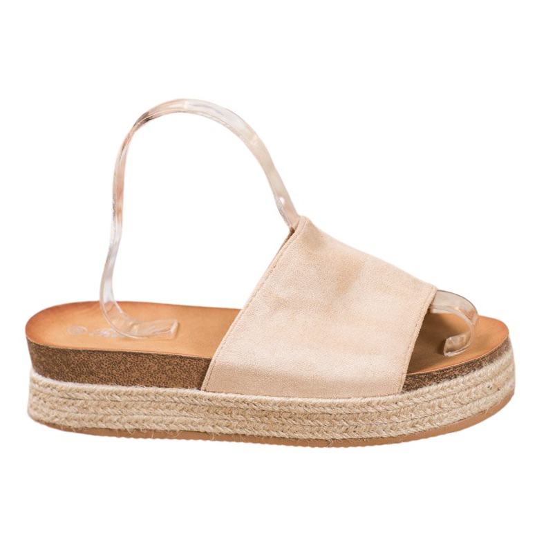 Renda Chinelos de camurça na plataforma castanho