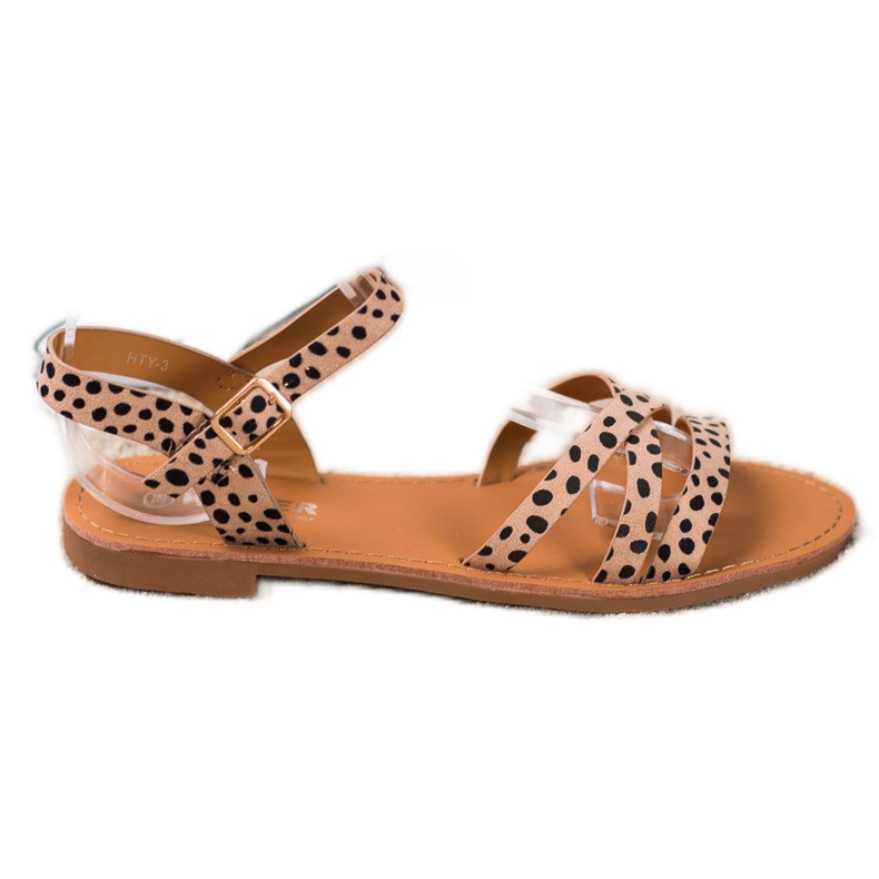 SHELOVET Sandálias de salto plano bege