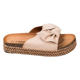 Comer Chinelos em plataforma alta marrom