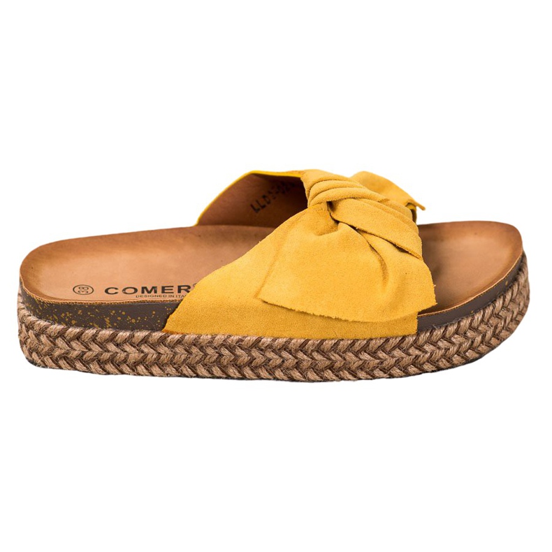 Comer Chinelos em plataforma alta amarelo