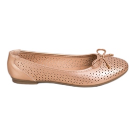 SHELOVET Bailarina a céu aberto com couro ecológico dourado